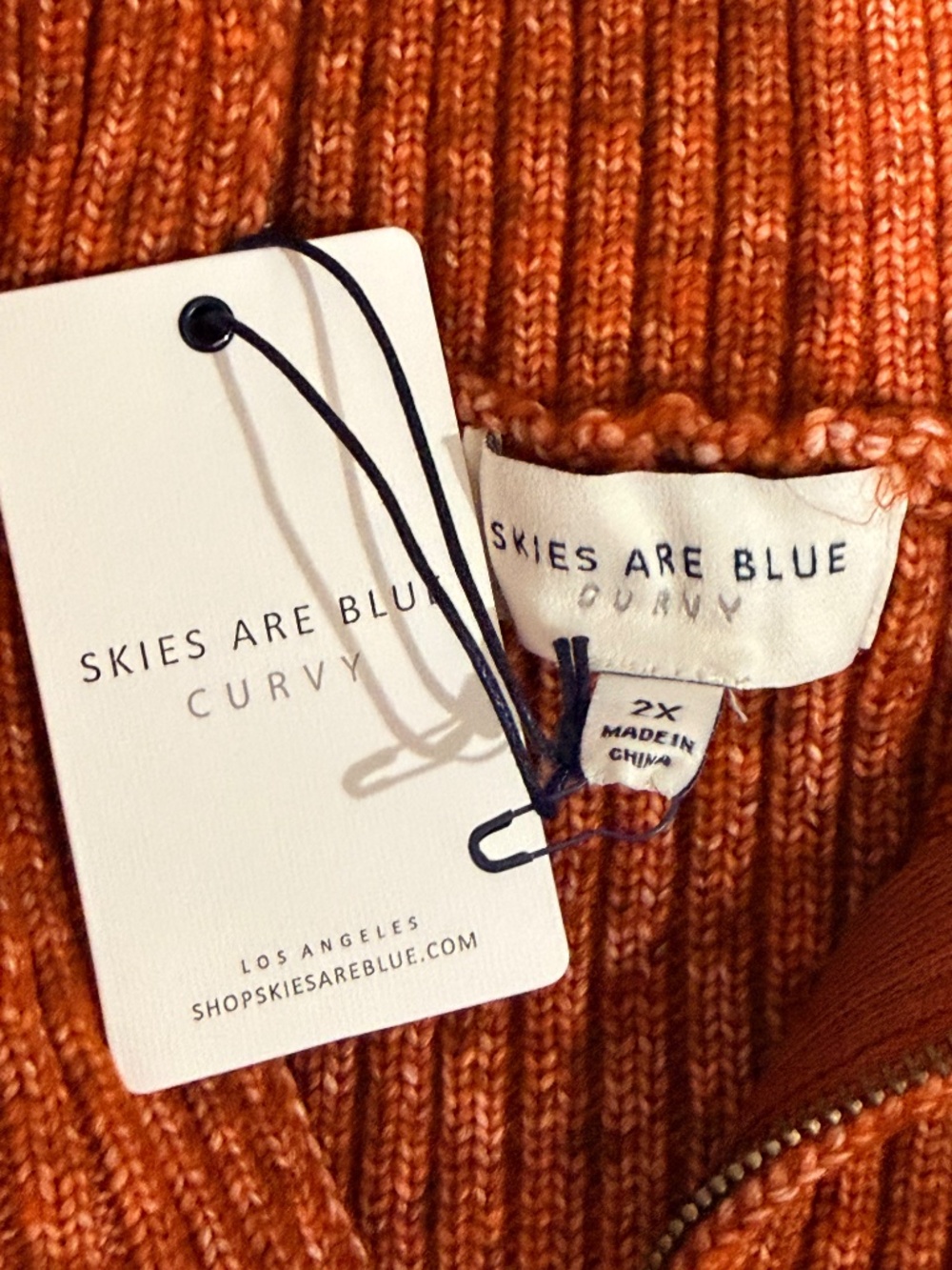 "SKIES ARE BLUE" PLUS SIZE LONG SLEEVE ZIP UP PULLOVER SWEATER - Picture 7 of 10